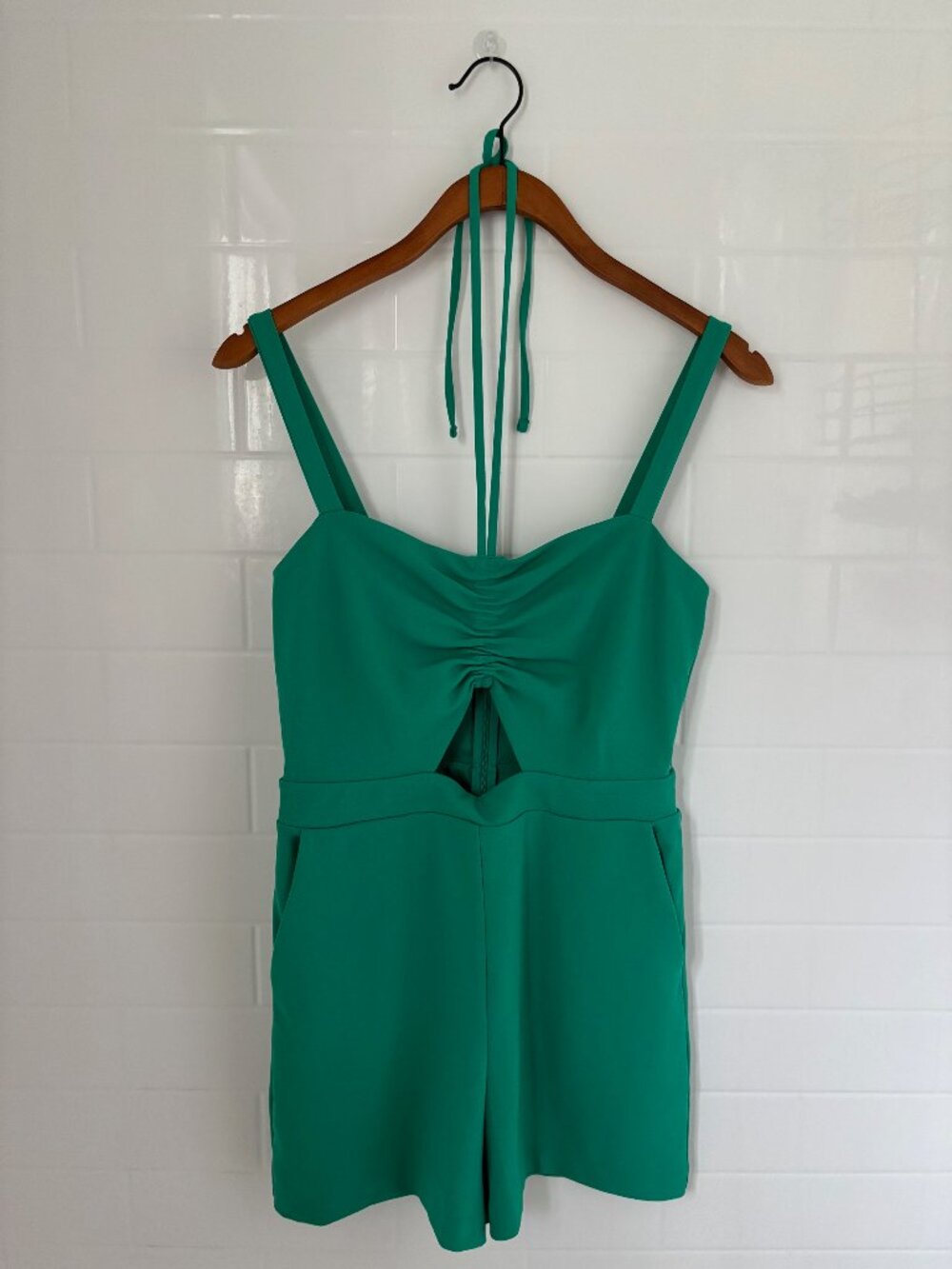 Express Green Cutout Romper Jumpsuit - Size S